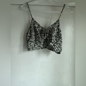 Patrons of Peace Black and White Floral Cropped Cami Top